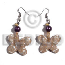 dangling 25mm butterfly in crushed kabibe shell