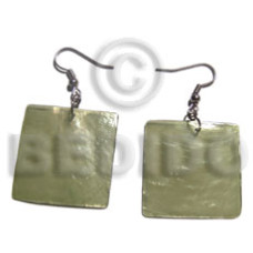 dangling 30mm square olive green capiz shell