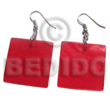 dangling 30mm square red capiz shell