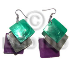 dangling triple square 25mm laminated capiz 
