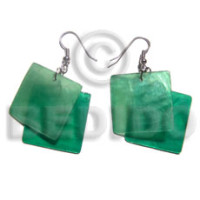 dangling square 30mm laminated green capiz