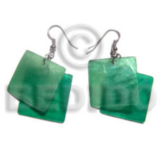 dangling square 30mm laminated green capiz