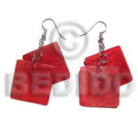 dangling square 30mm laminated red capiz