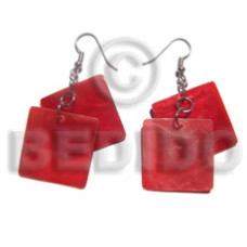 dangling square 30mm laminated red capiz
