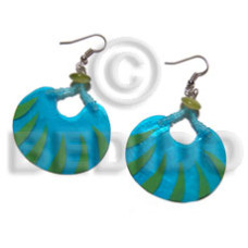dangling 40mmx30mm laminated capiz  aqua blue