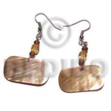 dangling 20mmx15mm rectangular brownlip shell