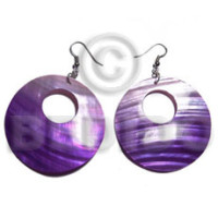 dangling violet round 35mm kabibe shell with 14mm hole