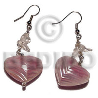 dangling 20mm rouunded back to back heart shell  pink tones