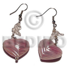 dangling 20mm rouunded back to back heart shell  pink tones