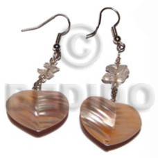 dangling rounded back to back heart 25mm shell orange tones