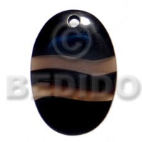 50mmx35mm oval black horn with golden amber