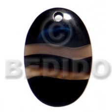 50mmx35mm oval black horn with golden amber