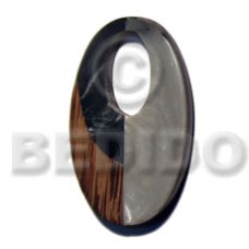 55mmx35mm oval inlaid palmwood with pearl resin
