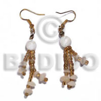 dangling glass beads and buri nuggets with troca shell beads