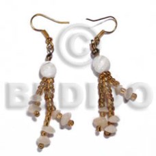 dangling glass beads and buri nuggets with troca shell beads