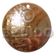 40mm round brownlip shell cracking with resin