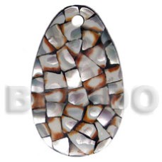 60mmx40mm teardrop laminated cowrie tiger shell chips