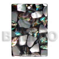 45mmx30mm laminated paua kabibe chips shell combination with