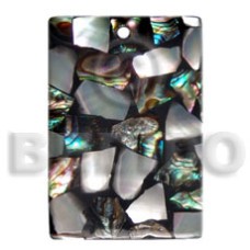 45mmx30mm laminated paua kabibe chips shell combination with