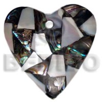 45mm heart laminated paua kabibe chips shell combination