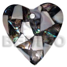 45mm heart laminated paua kabibe chips shell combination