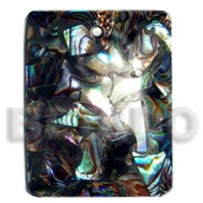 40mmx30mm square laminated paua chips with resin