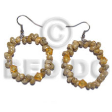 dangling 30mm metal ring with green mongo shells with acrylic crysta