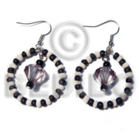 dangling 30mm metal ring with 2 3mm coco pokalet black bleach whit