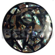 50mm round paua blocking with resin backing