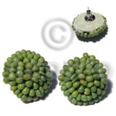 25mm round 2 3mm twirl green coco pklt coated in clear high glo