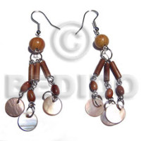 dangling 10mm brownlip with bamboo wood beads combination