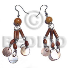 dangling 10mm brownlip with bamboo wood beads combination