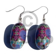 eclectic fusion  26mmx16mm dangling wooden oval egg earring wra