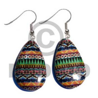 eclectic fusion  38mmx23mm dangling wooden teardrop earring wra