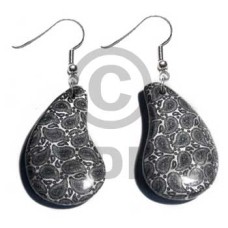 eclectic fusion  43mmx25mm dangling wooden paisley shaped earri