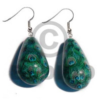 eclectic fusion  33mmx17mm dangling wooden teardrop earring wra