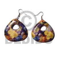 eclectic fusion  45mmx45mm dangling wooden earring wrapped in f