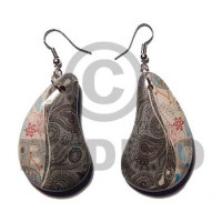eclectic fusion  43mmx25mm dangling wooden paisley earring wra