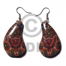 eclectic fusion  43mmx25mm dangling wooden earring wrapped in