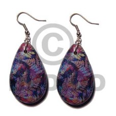 eclectic fusion  38mmx23mm dangling wooden teardrop earring wra