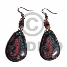 eclectic fusion  38mmx23mm dangling wooden teardrop earring wra