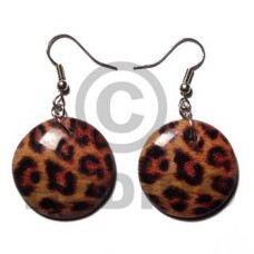 eclectic fusion  25mm dangling wooden round earring wrapped in 