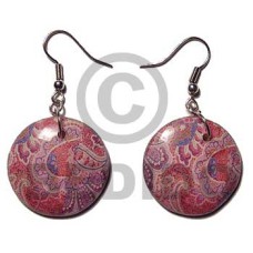 eclectic fusion  25mm dangling wooden round earring wrapped in 