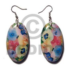 eclectic fusion  45mmx25mm dangling wooden oval earring wrapped