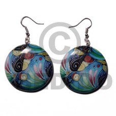 eclectic fusion  40mm dangling wooden round earring wrapped in 