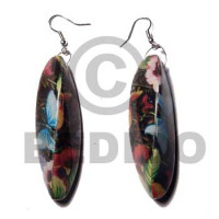 eclectic fusion  62mmx20mm dangling wooden earring wrapped in f