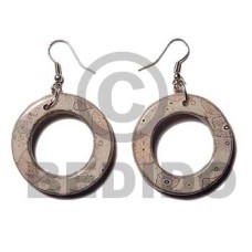 eclectic fusion  35mmx7mm dangling wooden ring earring wrapped 