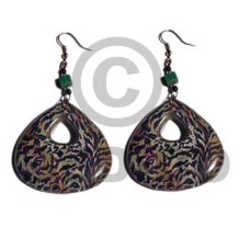 eclectic fusion  45mmx45mm dangling wooden earring wrapped in t