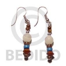 2 3mm coco pokalet brown with wood saucer and buri seeds combination dangling