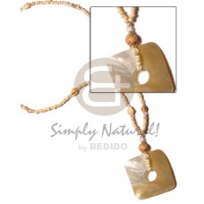40mm brown lip square pendant with coco